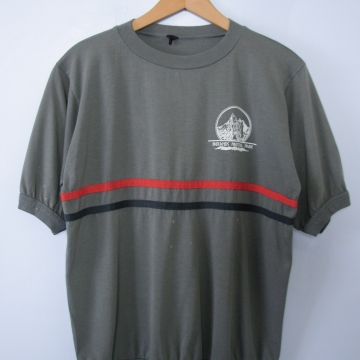 Vintage 80's grey Badlands ringer tee shirt, men's size small