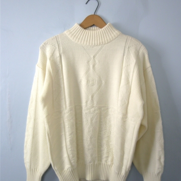 Vintage 80's off white wool sweater, oversized sweater, women's size medium