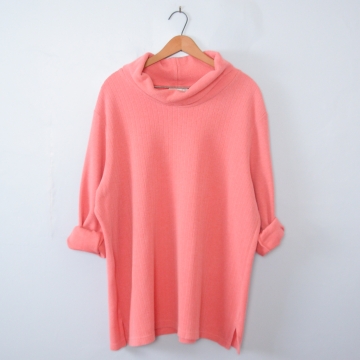 Vintage 80's light pink peach turtleneck long sleeved shirt, women's size 2XL