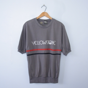 Vintage 80's grey Yellowstone ringer tee shirt, men's size XS