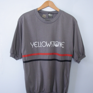 Vintage 80's grey Yellowstone ringer tee shirt, men's size XS