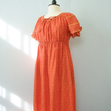 70's ditsy calico red prairie dress, women's size large