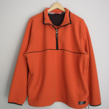 90's Izod orange fleece quarter zip sweatshirt, men's size XL