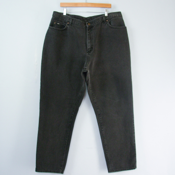 90's Lee black high waisted jeans with tapered leg, women's size 20 / 22