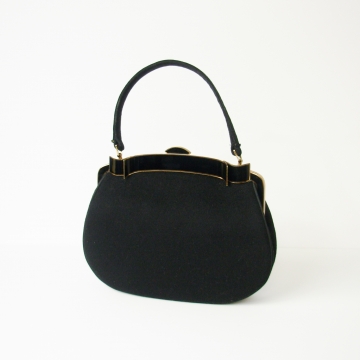 Vintage 40's Mid Century purse Lewis black felted wool small handbag