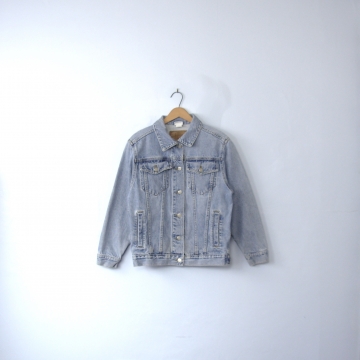 Vintage 90's grunge denim jacket, oversized jean jacket, women's size xs / small