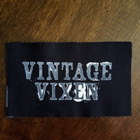 Vintage Vixen hand stamped patch, hand made patches, black and white patch with FREE SHIPPING