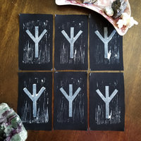 Algiz rune hand stamped patch, Elhaz hand made rune patches, black and white patch with FREE SHIPPING