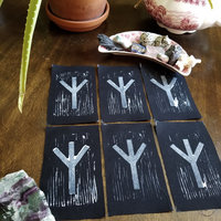 Algiz rune hand stamped patch, Elhaz hand made rune patches, black and white patch with FREE SHIPPING