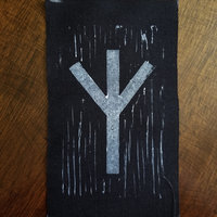 Algiz rune hand stamped patch, Elhaz hand made rune patches, black and white patch with FREE SHIPPING