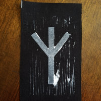 Algiz rune hand stamped patch, Elhaz hand made rune patches, black and white patch with FREE SHIPPING