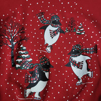 80's cute penguin Christmas sweatshirt, women's size large