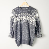 90's grey wool Christmas sweater, women's size XL