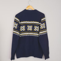 60's navy snowflake Christmas sweater, men's large