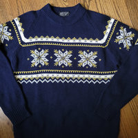 60's navy snowflake Christmas sweater, men's large
