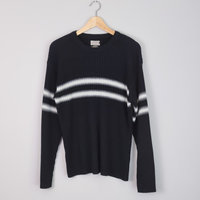 90's black ribbed knit sweater, men's medium