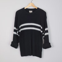 90's black ribbed knit sweater, men's medium