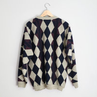 90's oversized argyle sweater, men's large