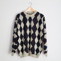 90's oversized argyle sweater, men's large