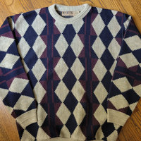 90's oversized argyle sweater, men's large