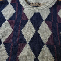 90's oversized argyle sweater, men's large