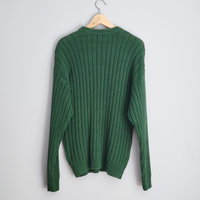 90's green cable knit sweater, men's large