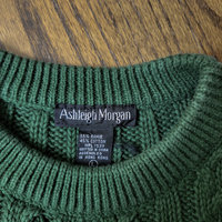 90's green cable knit sweater, men's large