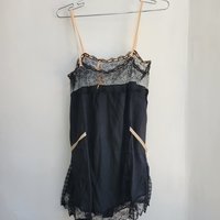 1920's black teddy lingerie romper, small