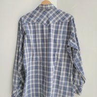 1970 Wrangler plaid button up shirt with pearl snaps, size large