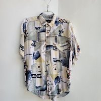 1990 Thumbs Up rayon button up shirt, medium