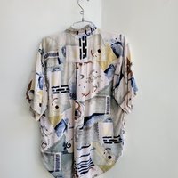 1990 Thumbs Up rayon button up shirt, medium