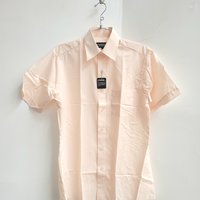 1970 Charter Member peach button up shirt, medium