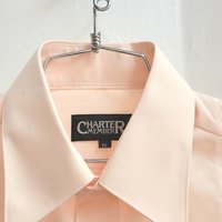 1970 Charter Member peach button up shirt, medium