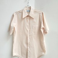 1970 Kmart beige button up shirt, medium