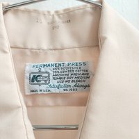 1970 Kmart beige button up shirt, medium