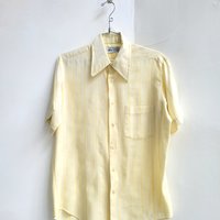 1970 Kmart yellow striped button up shirt, medium