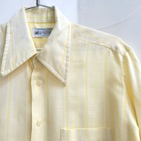 1970 Kmart yellow striped button up shirt, medium