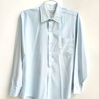 1970 Royal Knight blue button up shirt, medium