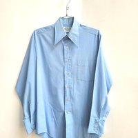 1970 Kmart blue button up shirt, medium
