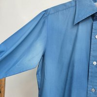 1970 Kmart blue button up shirt, medium