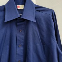 1970 Kings Road dark blue button up shirt, medium