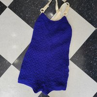 1930 Zephyr blue wool swim suit, small