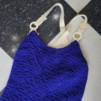 1930 Zephyr blue wool swim suit, small