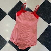 1950 Louisa Brooks red gingham bathing suit, 38 medium