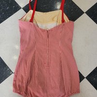 1950 Louisa Brooks red gingham bathing suit, 38 medium