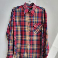 1980 Timber Ridge red plaid button up shirt, medium