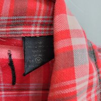 1970 red plaid button up shirt, medium