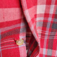 1970 red plaid button up shirt, medium