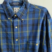 1980 GH Bass plaid button up shirt, medium