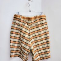 1970 Farah plaid shorts with belt, size 32
